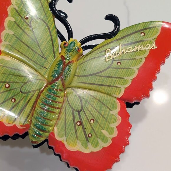 Lot of 2 Vtg Hand Painted Butterfly Napkin or Letter Holder Boho Hippie Decor - Picture 6 of 11